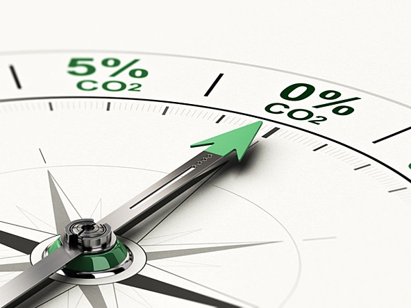 green arrow pointing to 0% CO2 on a circular gauge